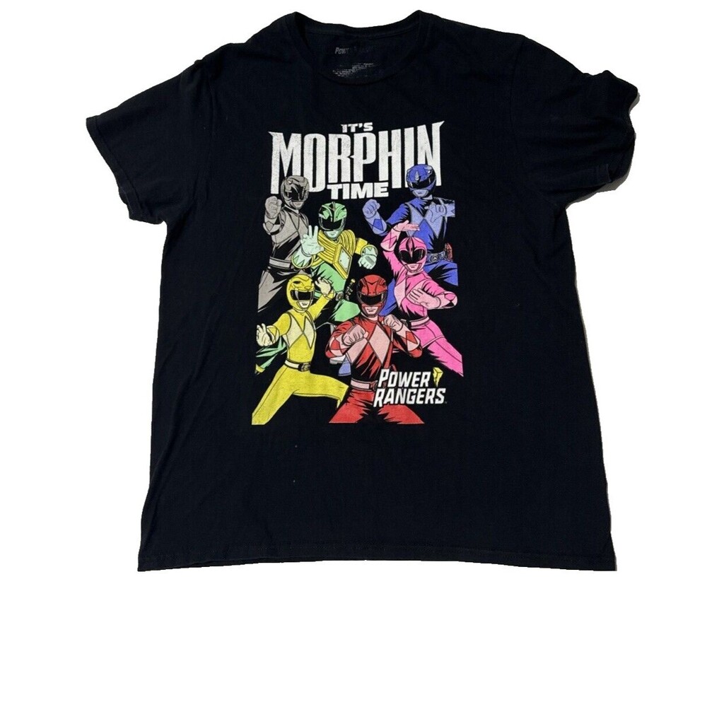 Power Rangers It's Morphin Time Graphic Black T-Shirt Men's Size Large